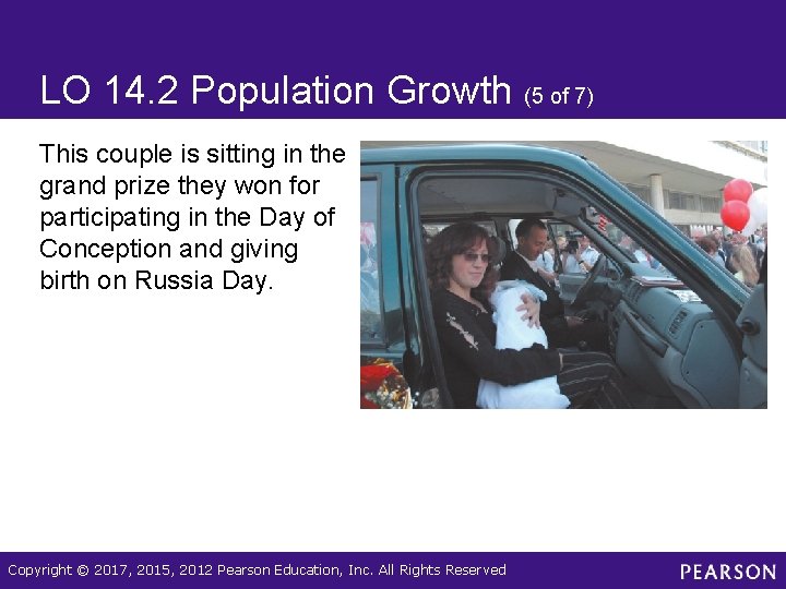 LO 14. 2 Population Growth (5 of 7) This couple is sitting in the
