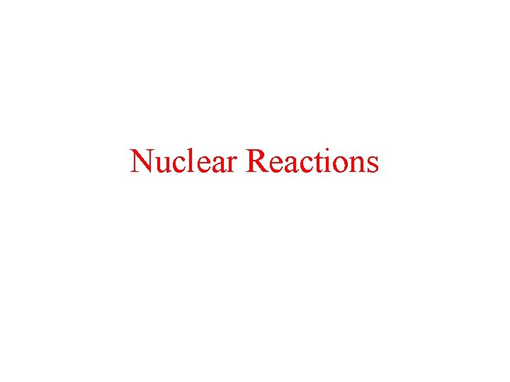 Nuclear Reactions 