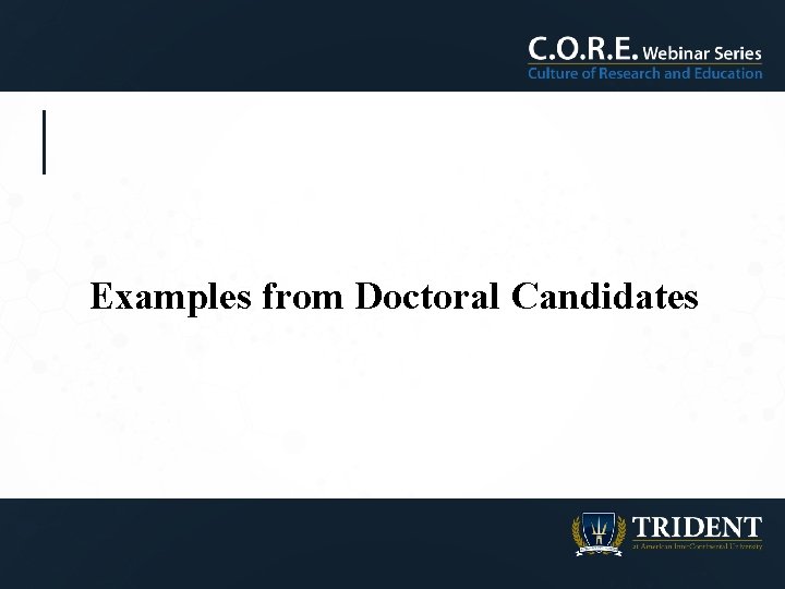 Examples from Doctoral Candidates 