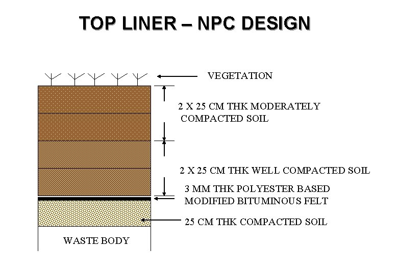 TOP LINER – NPC DESIGN VEGETATION 2 X 25 CM THK MODERATELY COMPACTED SOIL