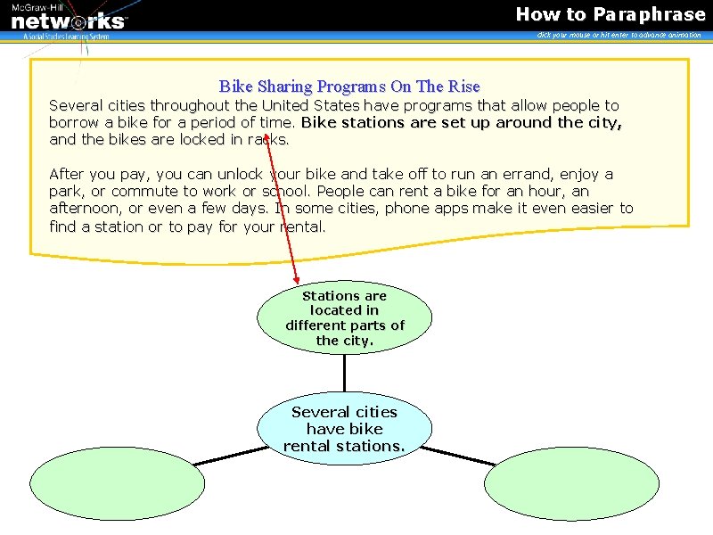 How to Paraphrase click your mouse or hit enter to advance animation Bike Sharing