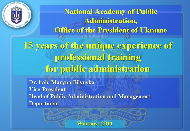 National Academy of Public Administration, Office of the President of Ukraine 15 years of