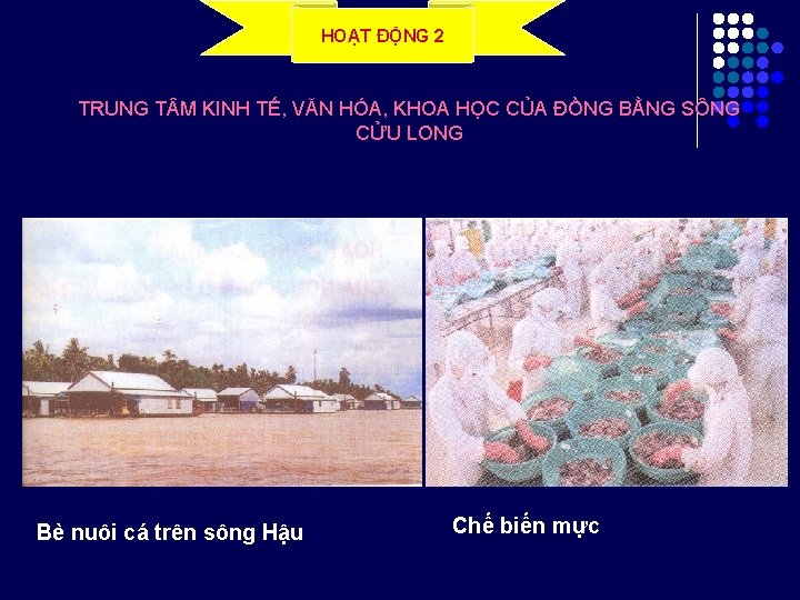 HOẠT ĐỘNG 2 TRUNG T M KINH TẾ, VĂN HÓA, KHOA HỌC CỦA ĐỒNG