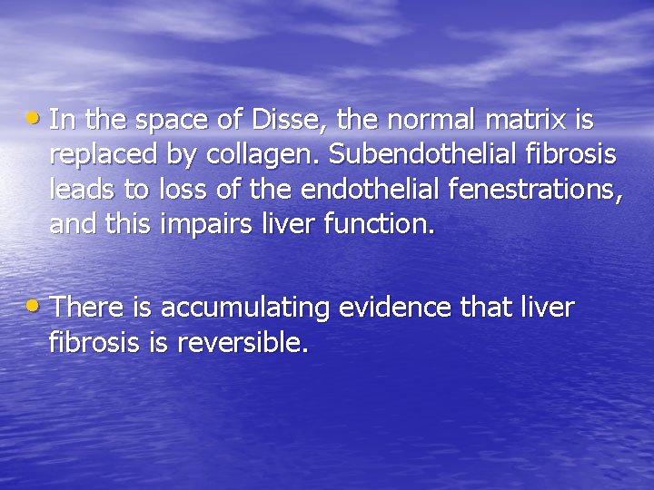  • In the space of Disse, the normal matrix is replaced by collagen.