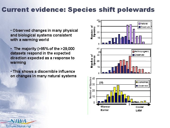 Current evidence: Species shift polewards • Observed changes in many physical and biological systems