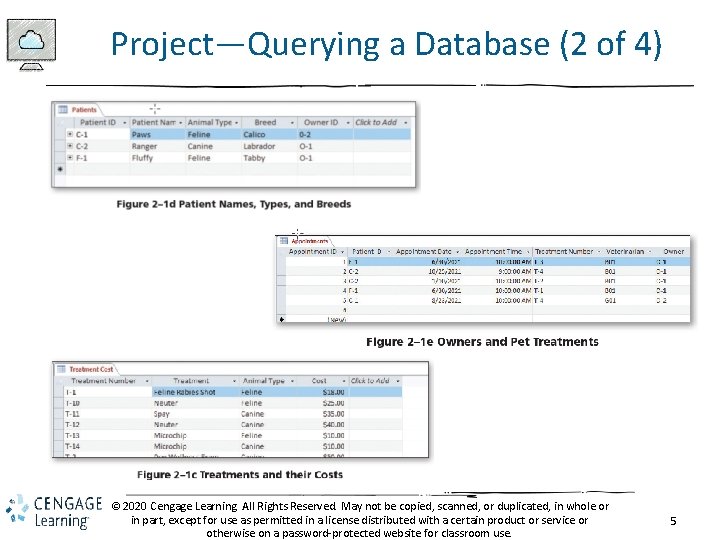 Project—Querying a Database (2 of 4) © 2020 Cengage Learning. All Rights Reserved. May