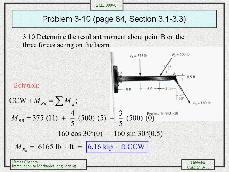 EML 3004 C Problem 3 -10 (page 84, Section 3. 1 -3. 3) 3.