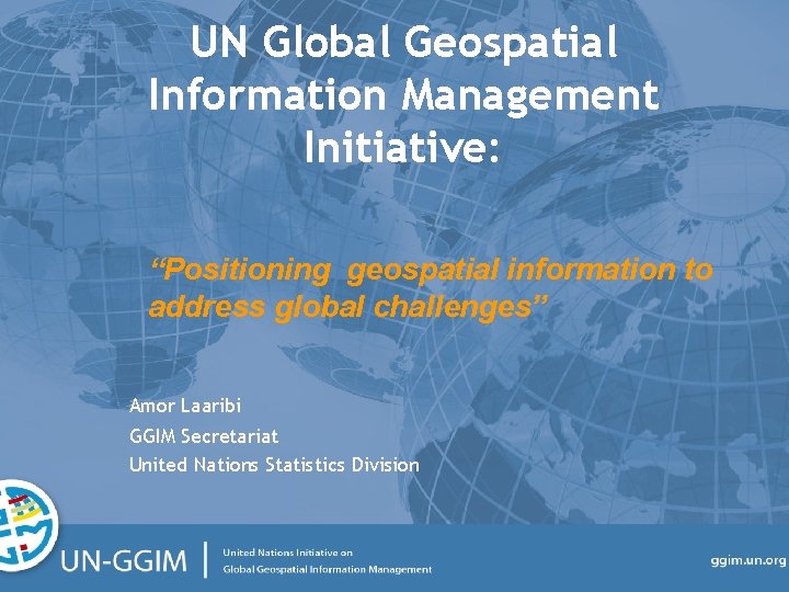 UN Global Geospatial Information Management Initiative: “Positioning geospatial information to address global challenges” Amor