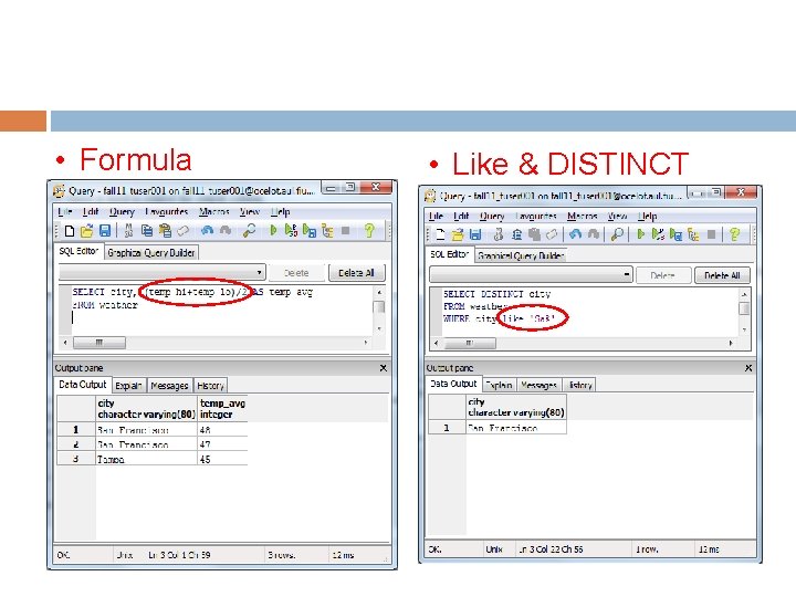  • Formula • Like & DISTINCT 