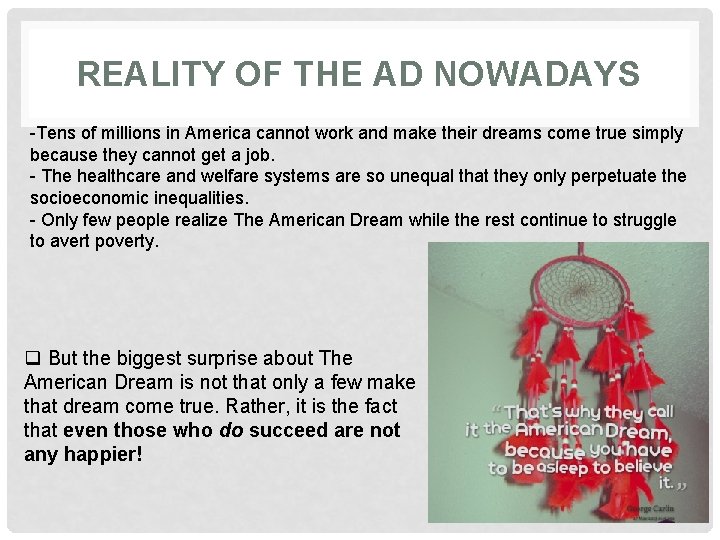 REALITY OF THE AD NOWADAYS -Tens of millions in America cannot work and make