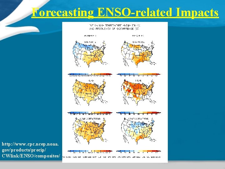 Forecasting ENSO-related Impacts http: //www. cpc. ncep. noaa. gov/products/precip/ CWlink/ENSO/composites/ Forecasting ENSO-related Impacts http: //www. cpc. ncep. noaa. gov/products/precip/ CWlink/ENSO/composites/