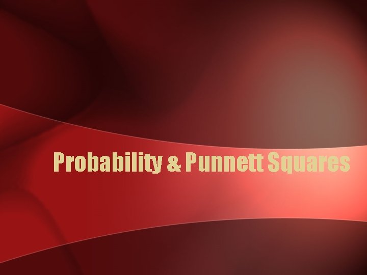 Probability & Punnett Squares 