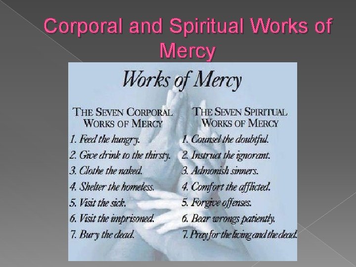 Corporal and Spiritual Works of Mercy 