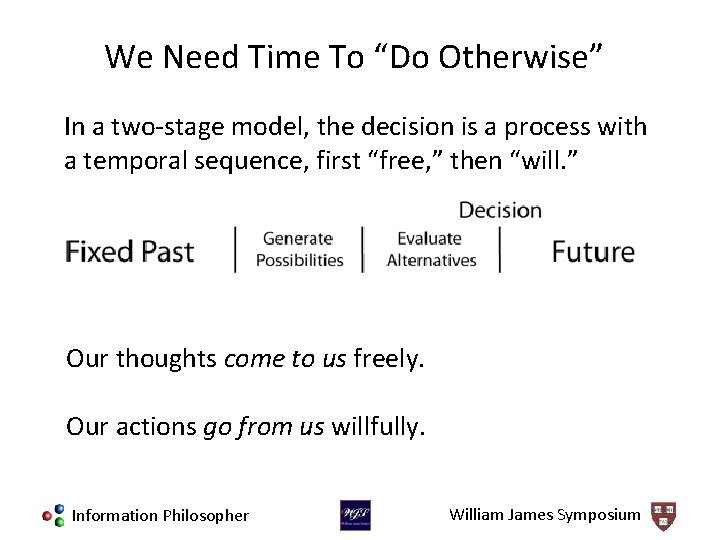 We Need Time To “Do Otherwise” In a two-stage model, the decision is a