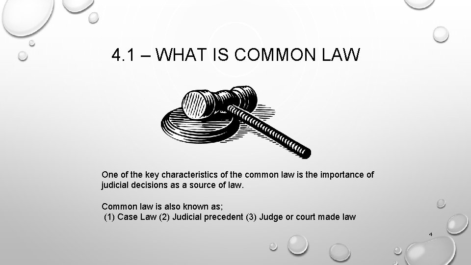 4. 1 – WHAT IS COMMON LAW One of the key characteristics of the