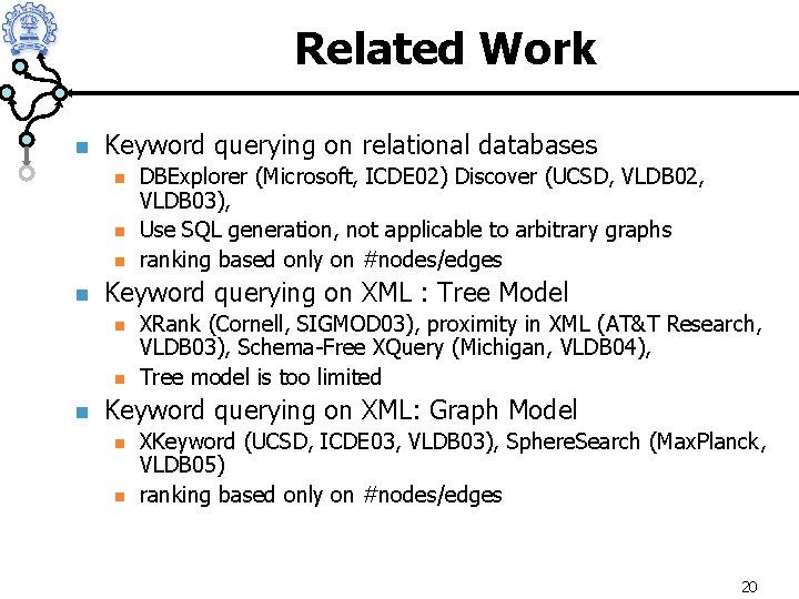 Related Work n Keyword querying on relational databases n n Keyword querying on XML