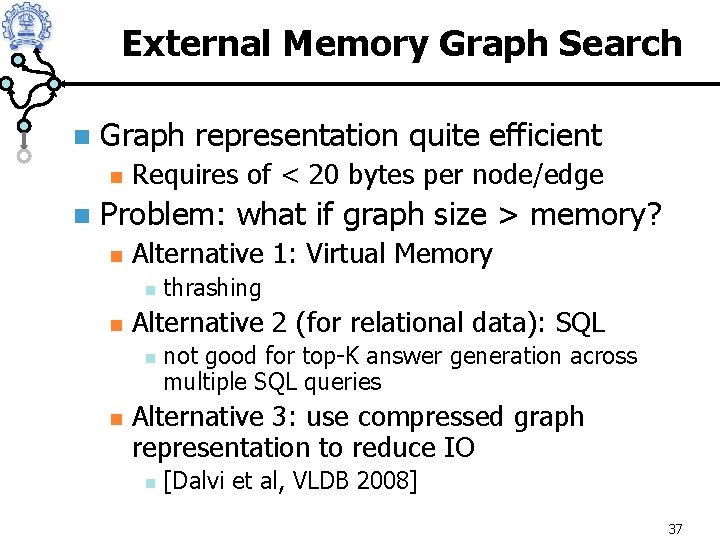 External Memory Graph Search n Graph representation quite efficient n n Requires of <