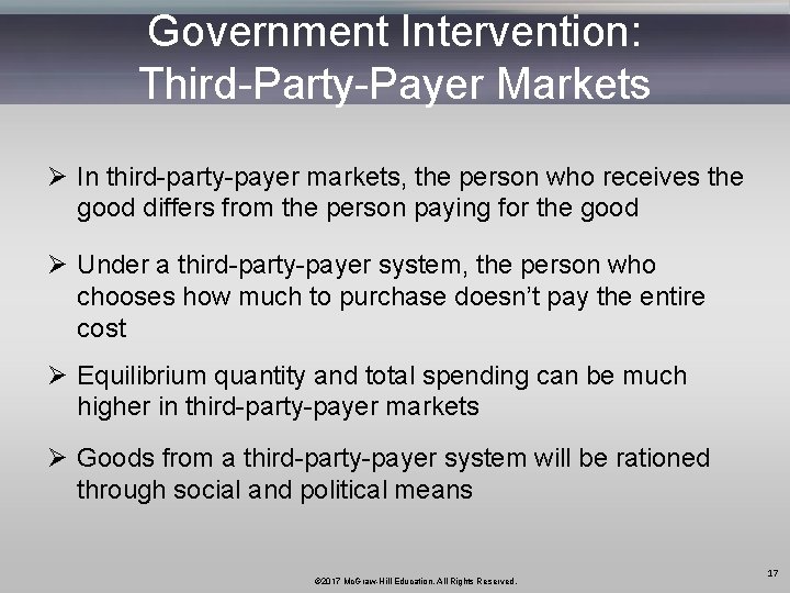 Government Intervention: Third-Party-Payer Markets Ø In third-party-payer markets, the person who receives the good