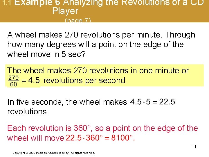 1. 1 Example 6 Analyzing the Revolutions of a CD Player (page 7) A