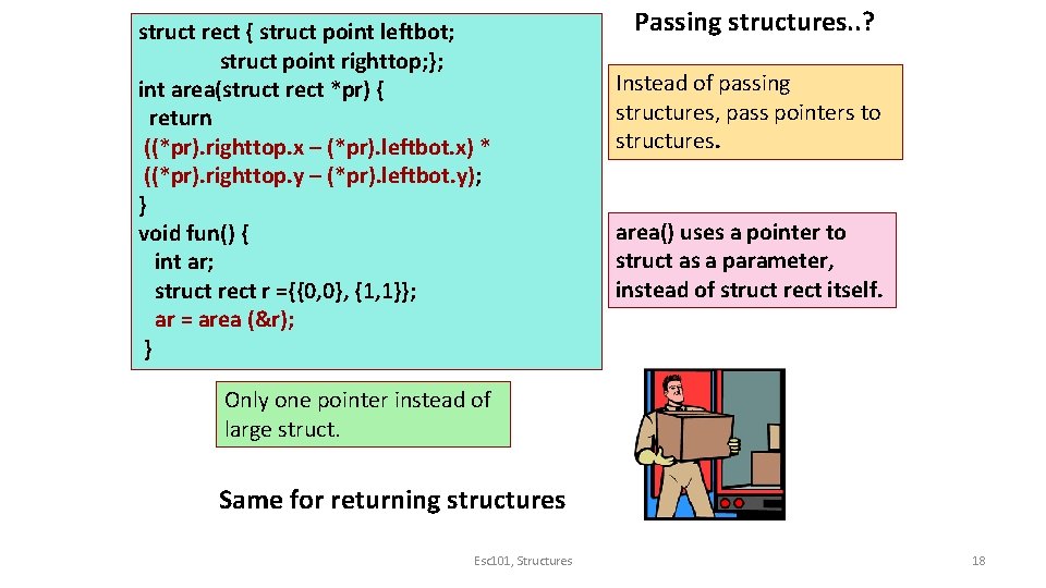 struct rect { struct point leftbot; struct point righttop; }; int area(struct rect *pr)