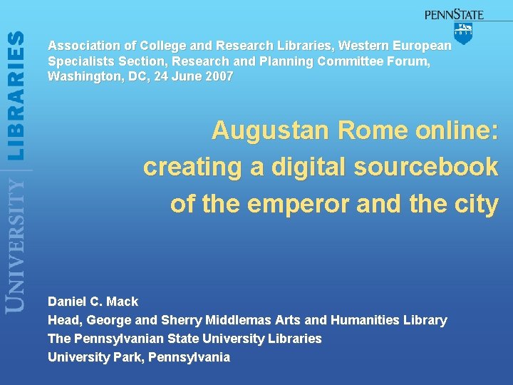 Association of College and Research Libraries, Western European Specialists Section, Research and Planning Committee