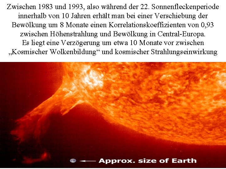 Zwischen 1983 und 1993, also während der 22. Sonnenfleckenperiode innerhalb von 10 Jahren erhält