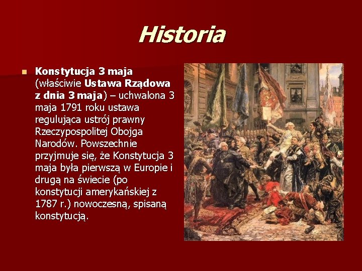 KONSTYTUCJA 3 MAJA 1791 r Sytuacja midzynarodowa Historia