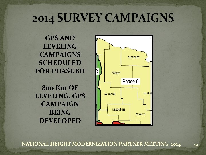 2014 SURVEY CAMPAIGNS GPS AND LEVELING CAMPAIGNS SCHEDULED FOR PHASE 8 D 800 Km