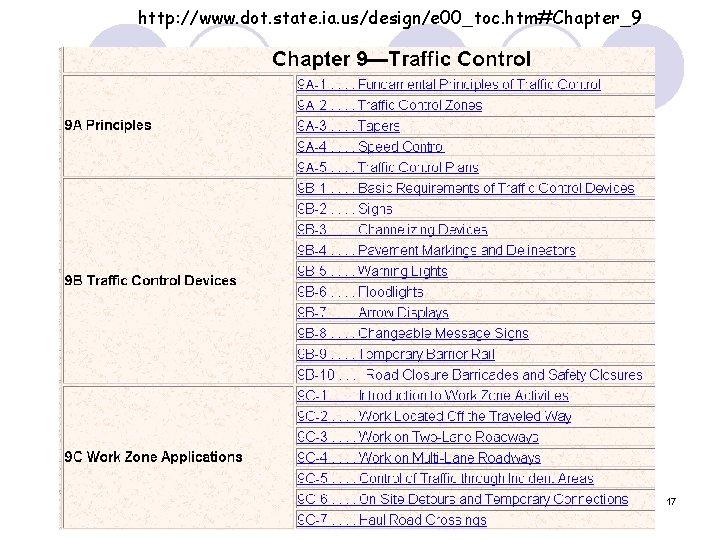 http: //www. dot. state. ia. us/design/e 00_toc. htm#Chapter_9 17 