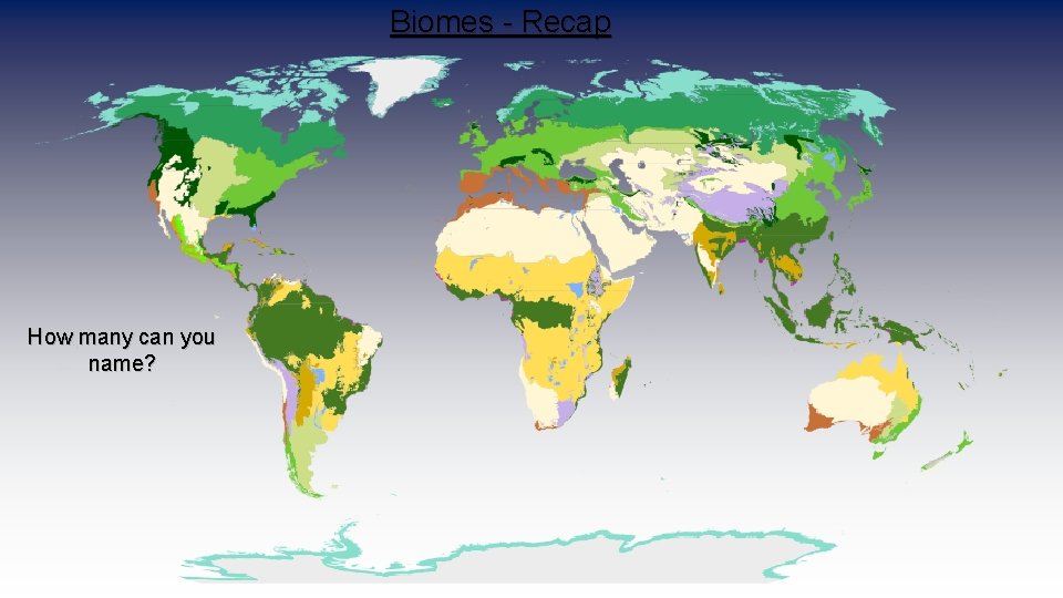 Biomes - Recap How many can you name? 