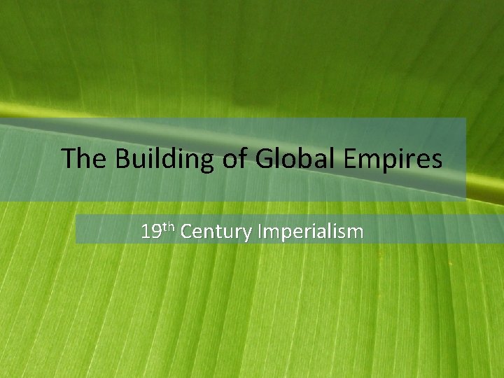 The Building of Global Empires 19 th Century Imperialism 