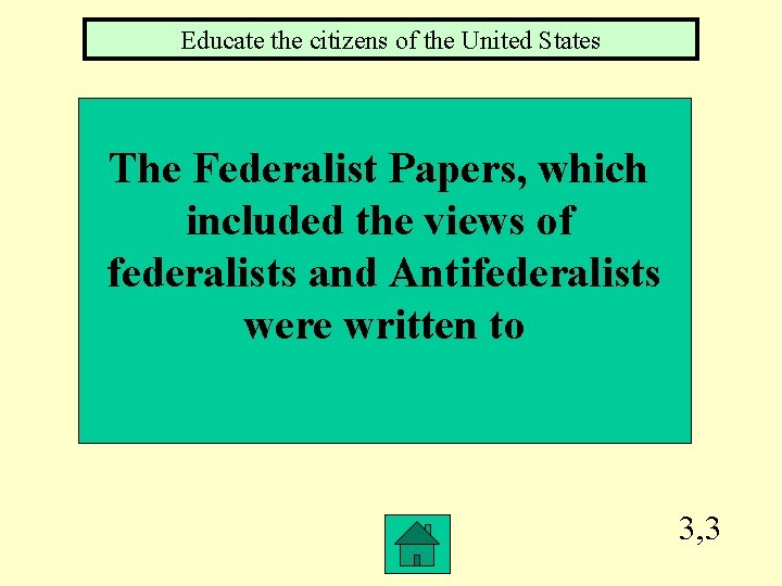 Educate the citizens of the United States The Federalist Papers, which included the views