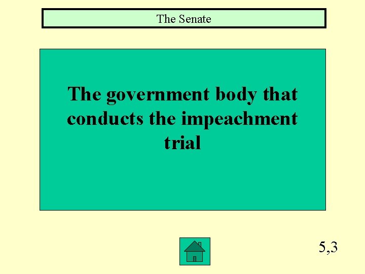 The Senate The government body that conducts the impeachment trial 5, 3 