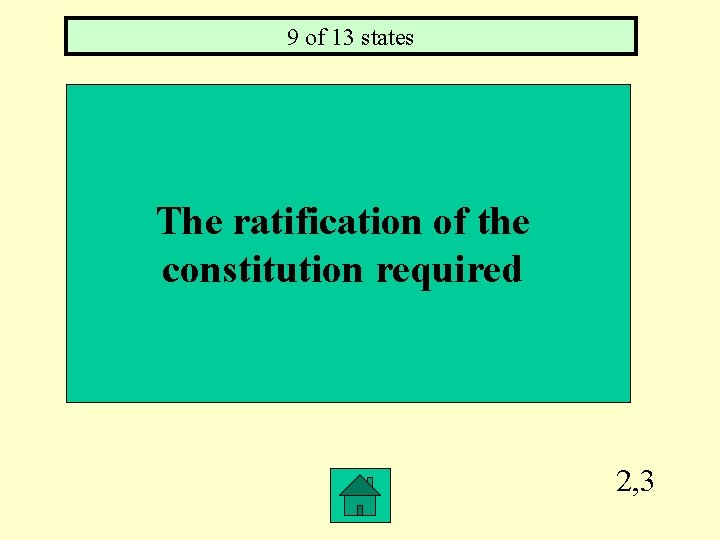 9 of 13 states The ratification of the constitution required 2, 3 