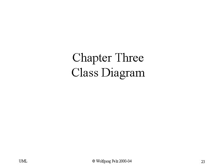 Chapter Three Class Diagram UML © Wolfgang Pelz 2000 -04 23 