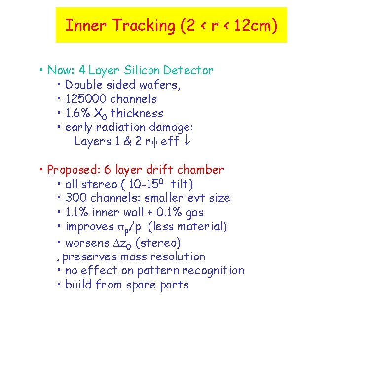 Inner Tracking (2 < r < 12 cm) • Now: 4 Layer Silicon Detector