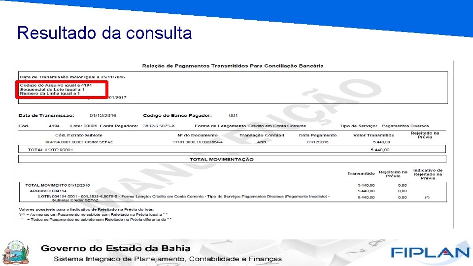 Resultado da consulta 