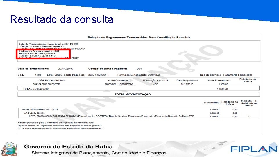 Resultado da consulta 