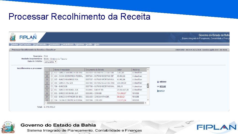 Processar Recolhimento da Receita 