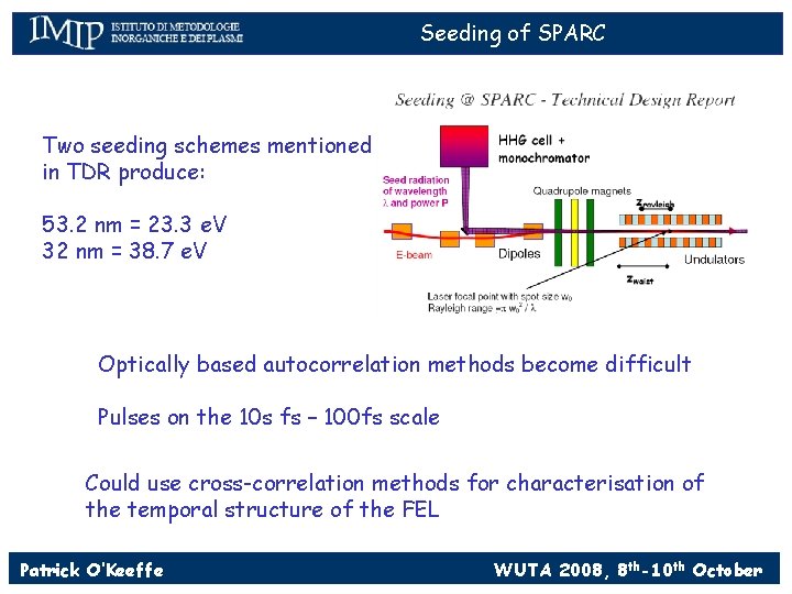 Seeding of SPARC Two seeding schemes mentioned in TDR produce: 53. 2 nm =