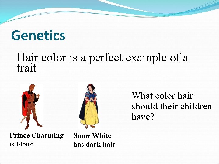 Genetics Hair color is a perfect example of a trait What color hair should