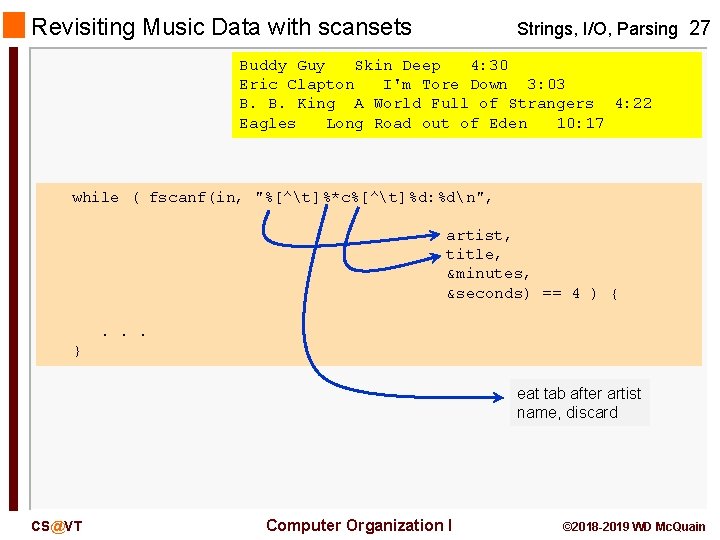 Revisiting Music Data with scansets Strings, I/O, Parsing 27 Buddy Guy Skin Deep 4: