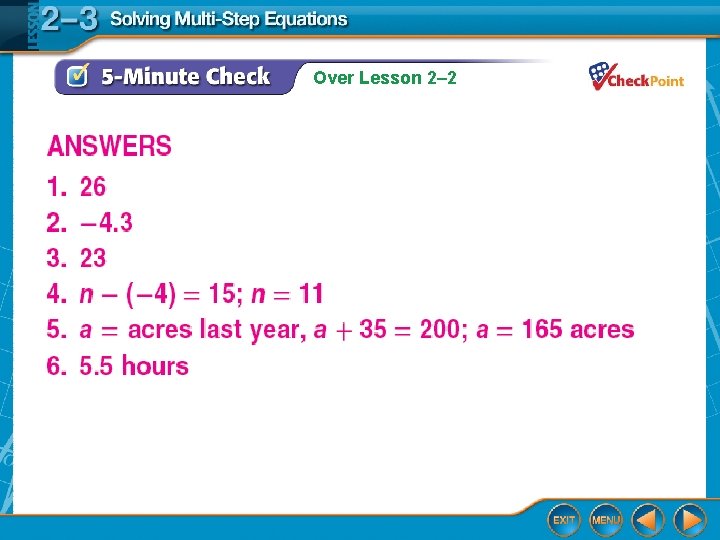 Over Lesson 2– 2 