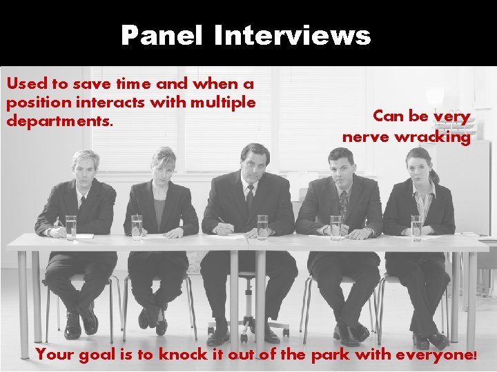 Panel Interviews Used to save time and when a position interacts with multiple departments.