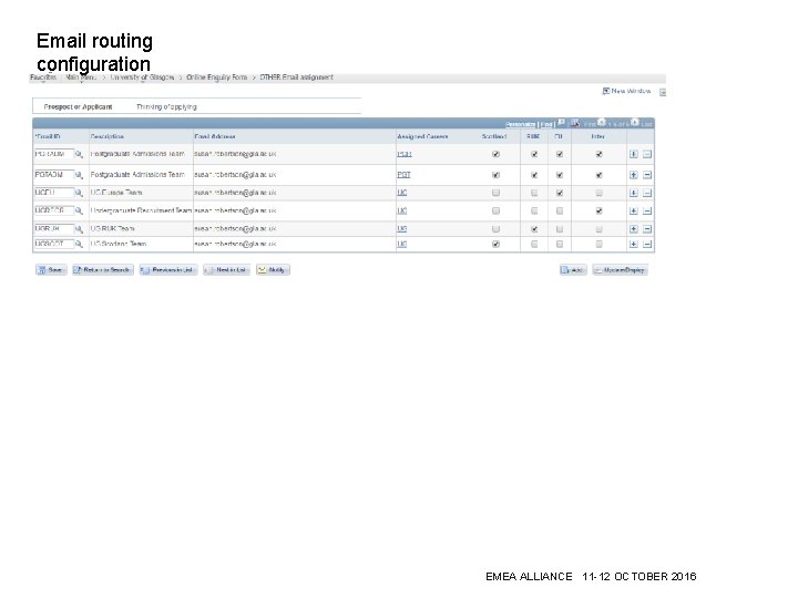 Email routing configuration EMEA ALLIANCE 11 -12 OCTOBER 2016 