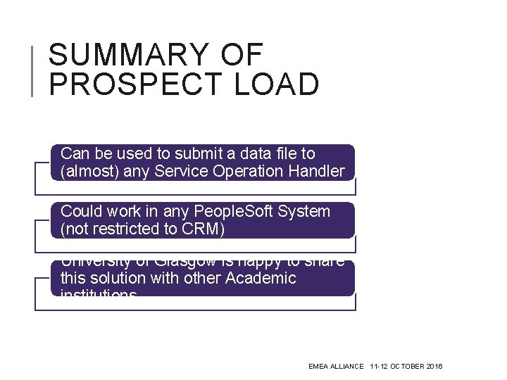 SUMMARY OF PROSPECT LOAD Can be used to submit a data file to (almost)