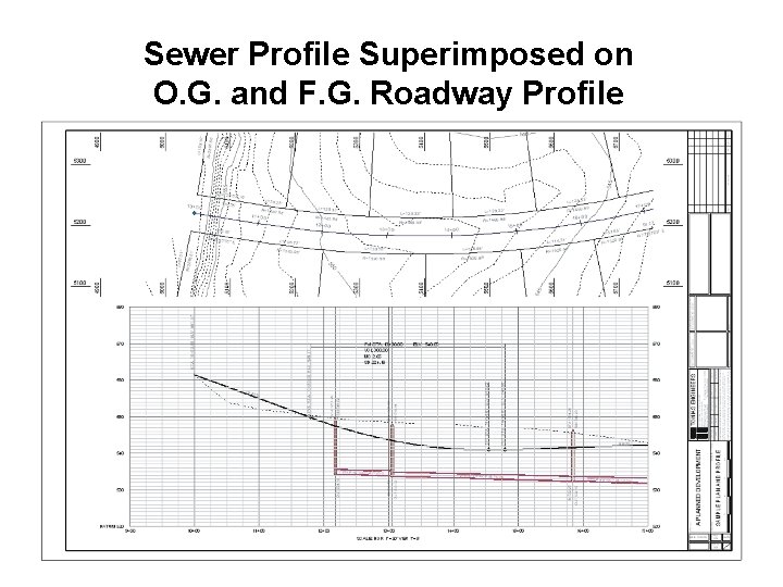 Sewer Profile Superimposed on O. G. and F. G. Roadway Profile 