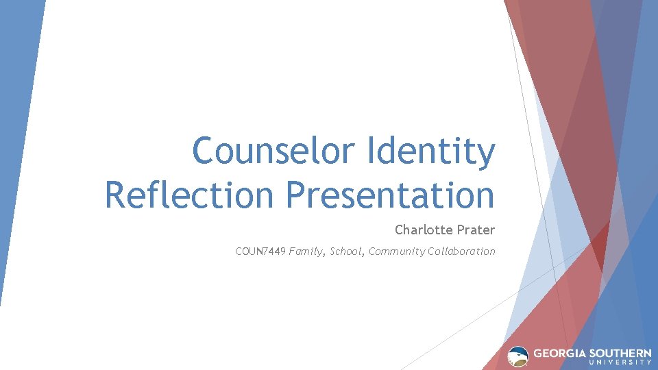 Counselor Identity Reflection Presentation Charlotte Prater COUN 7449 Family, School, Community Collaboration 