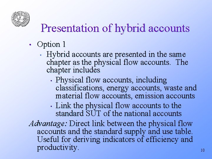 Presentation of hybrid accounts Option 1 • Hybrid accounts are presented in the same