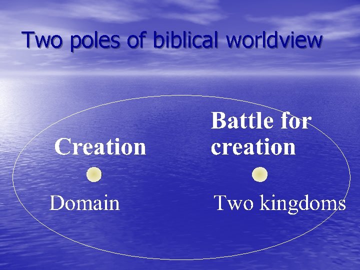 Two poles of biblical worldview 
